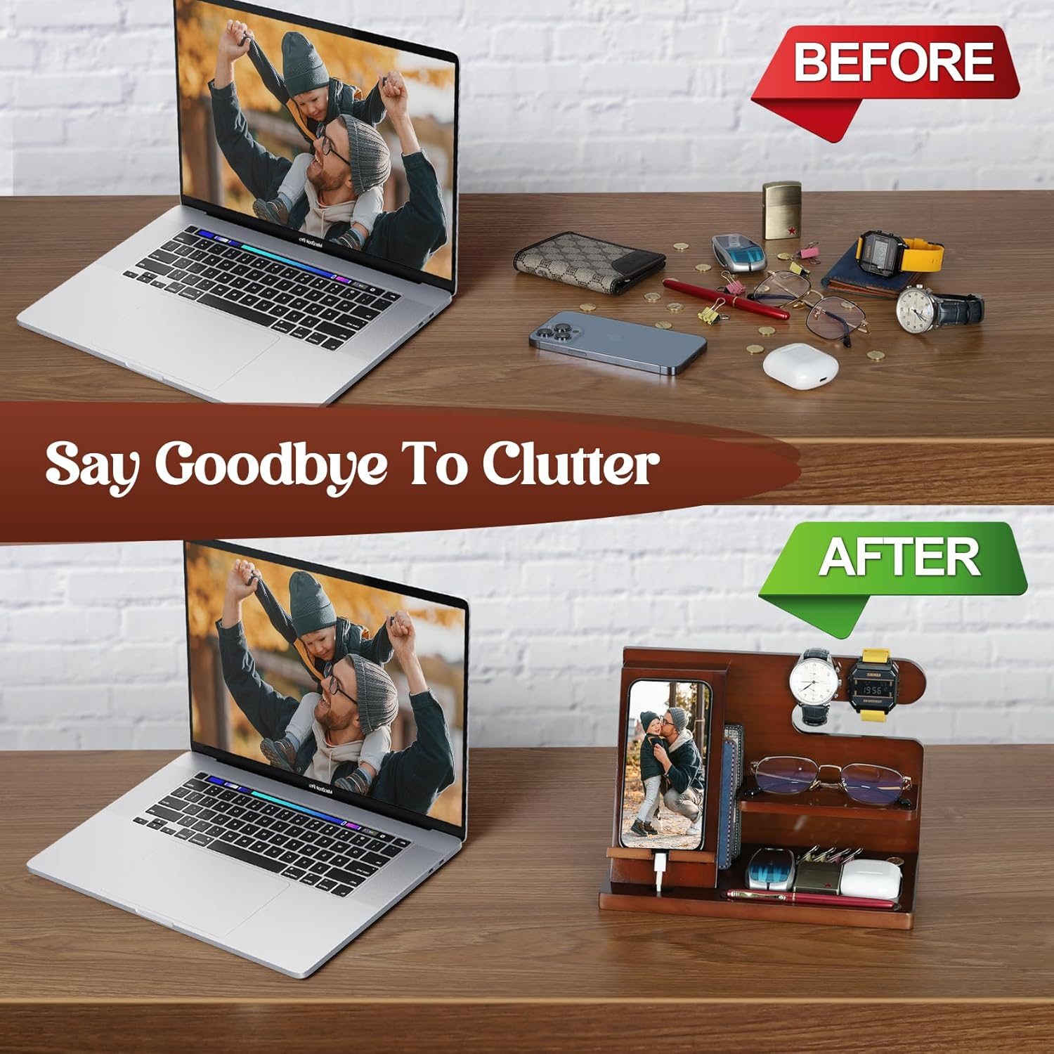 Papa Gifts, Fathers Day Papa Gifts, Wood Phone Docking Station, Fathers Day Birthday Gift from Grandchildren, Christmas Stocking Stuffers, Phone Stand image number 3