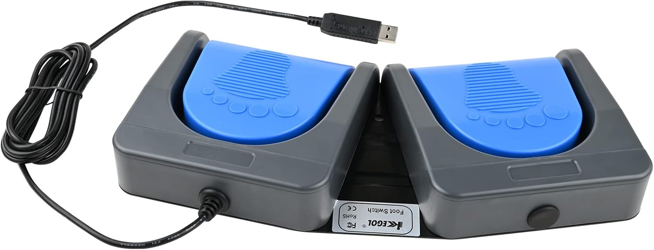 Ikkegol Upgraded USB Single Foot Pedal Switch Control One Key Footswitch Program Customized Computer Keyboard Mouse Game Action HID (Grey Blue Pedal) (Double Pedal) image number 2