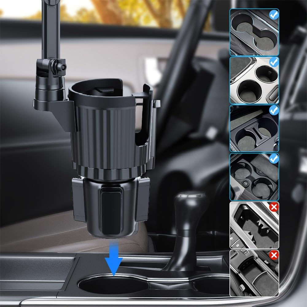 Honeteek Cup Phone Holder for Car, Cup Holder Expander with Phone Mount Adjustable Base, 360&deg; Rotation, Suvs, Trucks, Cupholder Mount for 16-40Oz Cup, Car Accessories image number 6