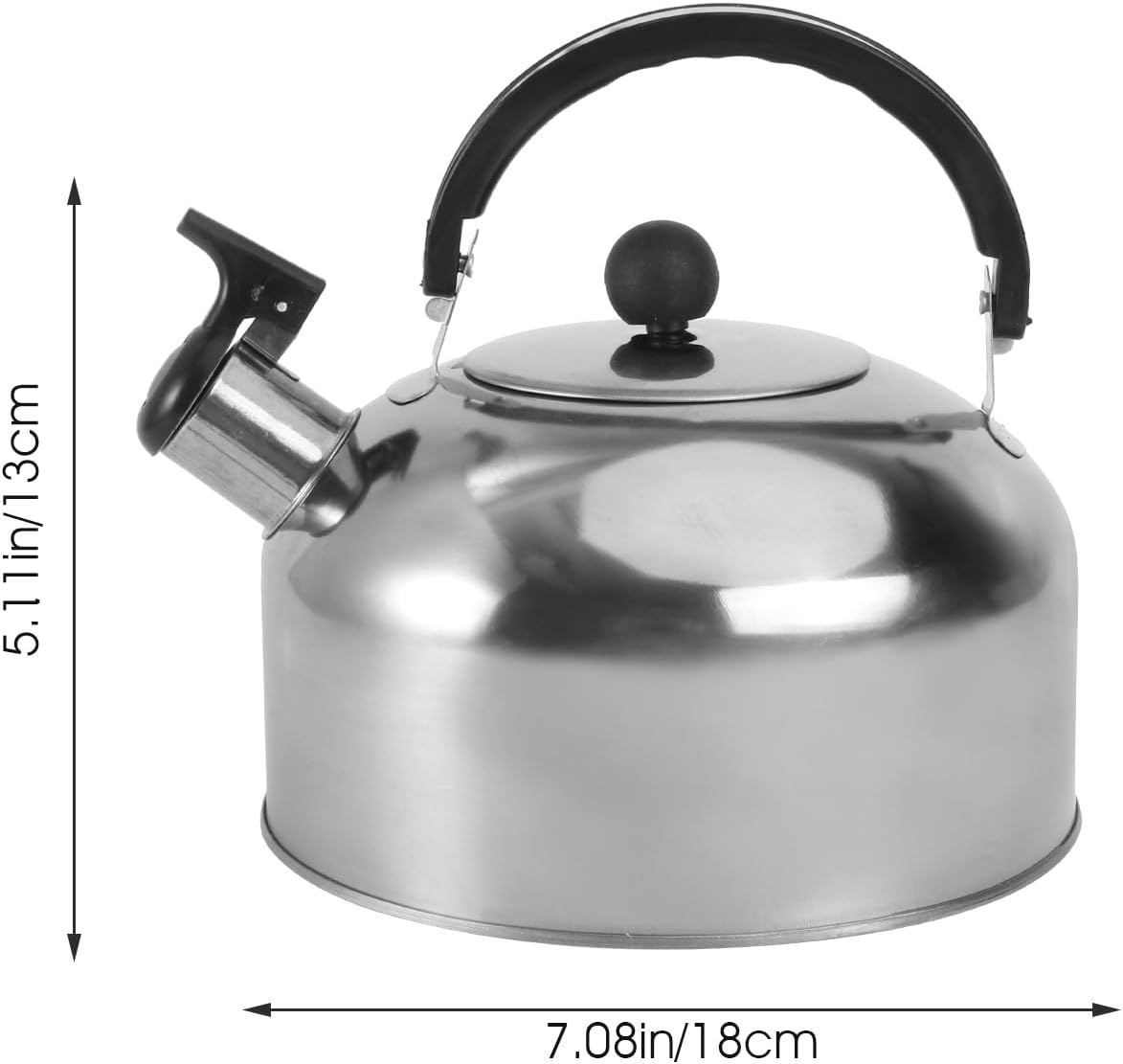 PRETYZOOM 2L Whistling Tea Kettle, Stovetop Water Boiler, Stainless Steel Water Boiling Pot with Plastic Handle Household Whistling Kettle Teapot image number 6