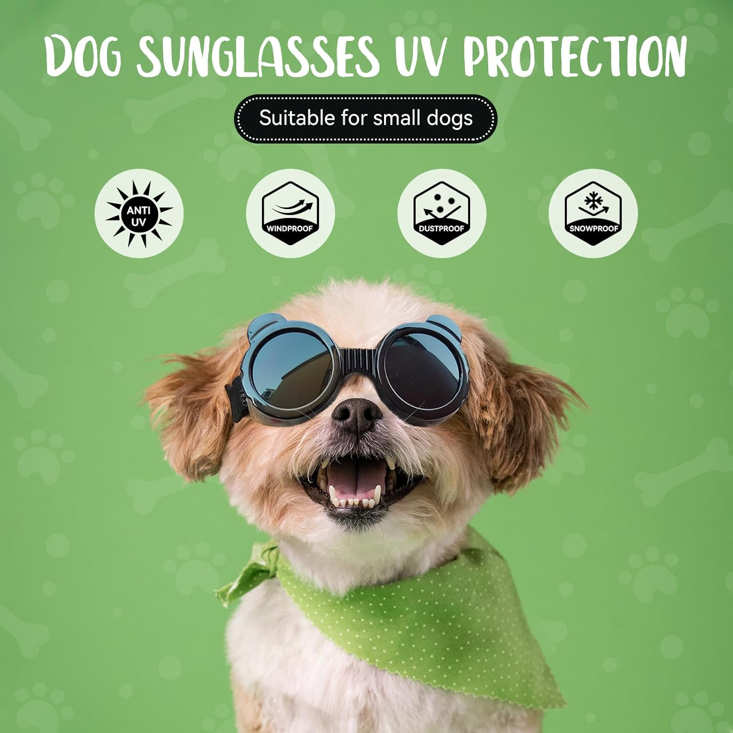 Enjoying Dog Sunglasses Small Breed, UV Protection Goggles for Dogs Small Breed, Outdoor Doggy Goggles, Anti-Fog/Wind/Dustproof Dog Glasses for Small Dogs Eye Protective, Panda Black - Grey image number 4