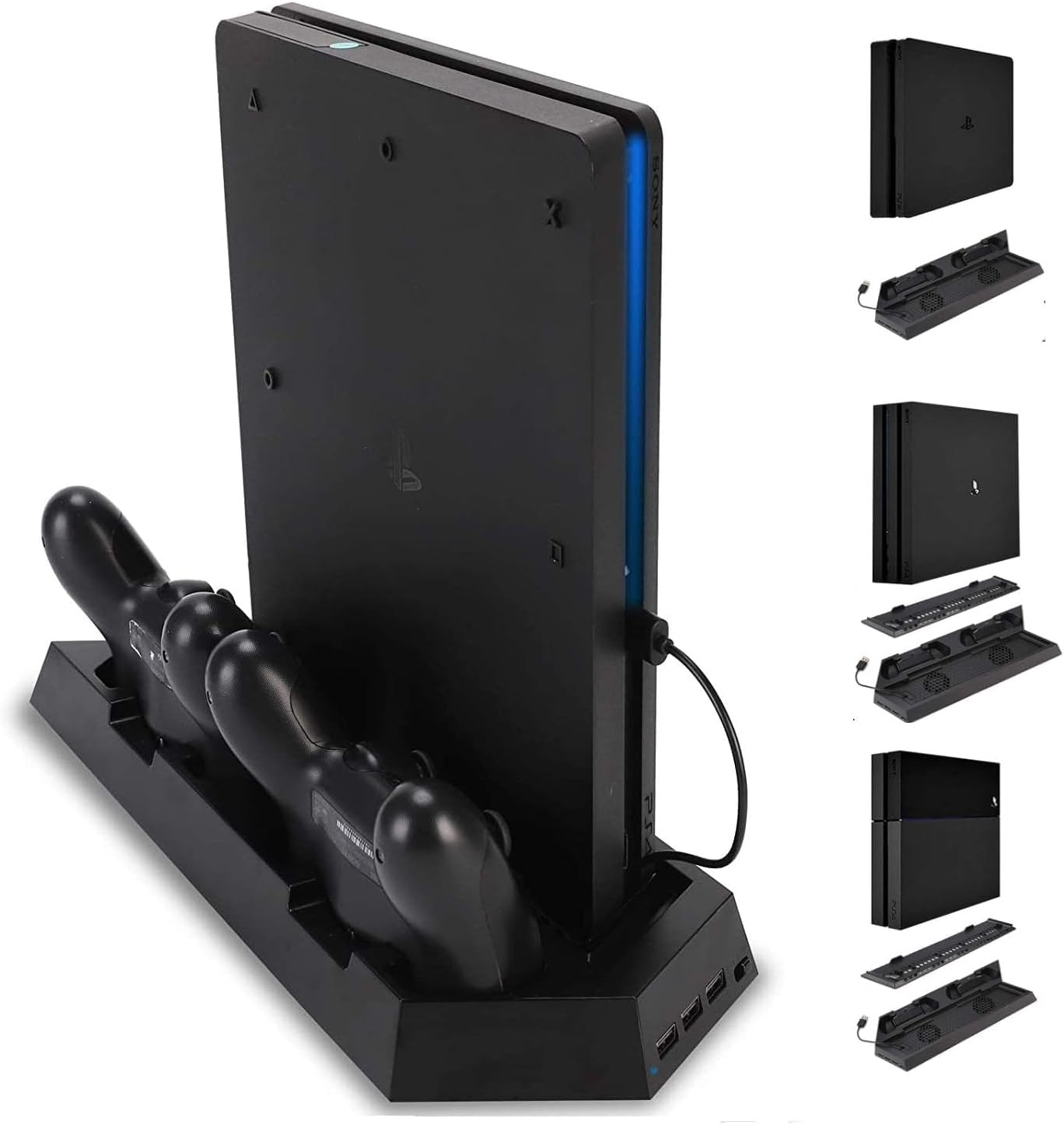 Multifunctional Cooling Dock Charging Station Stand with Cooling Fan for Playstation 4/PS4, Vertical Stand with Dual PS4 Controller Charger Port and Charging Status (PS4) image number 3