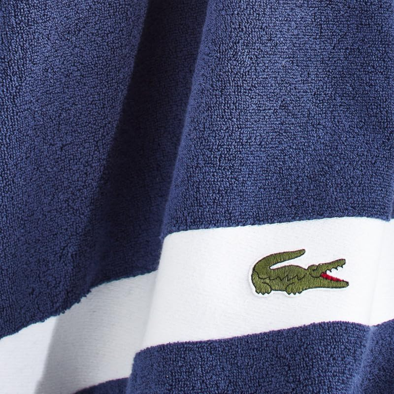 Lacoste Sport Stripe 6-Piece Luxury Cotton Towel Set &ndash; Made with 100% Soft Supima Cotton, Absorbent & Quick-Drying, Includes 2 Bath Towels, 2 Hand Towels, 2 Washcloths, Navy - Green image number 7