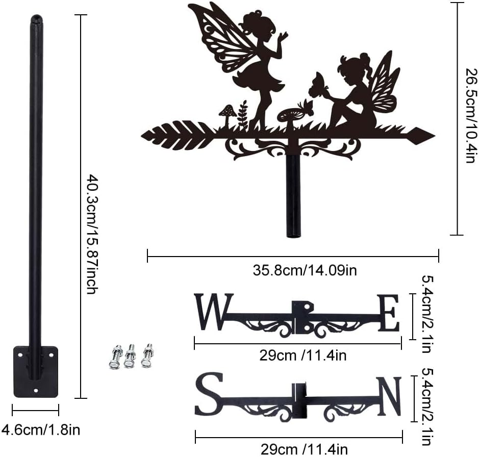 SUPERDANT Fairy Weathercock Meadow Mushroom Weather Vane for Roof Metal Weather Vane Farm Weathervane Wind Direction Indicator Yard Outdoor Weather Vane for Barns Gardens Weather Vane Yard image number 1