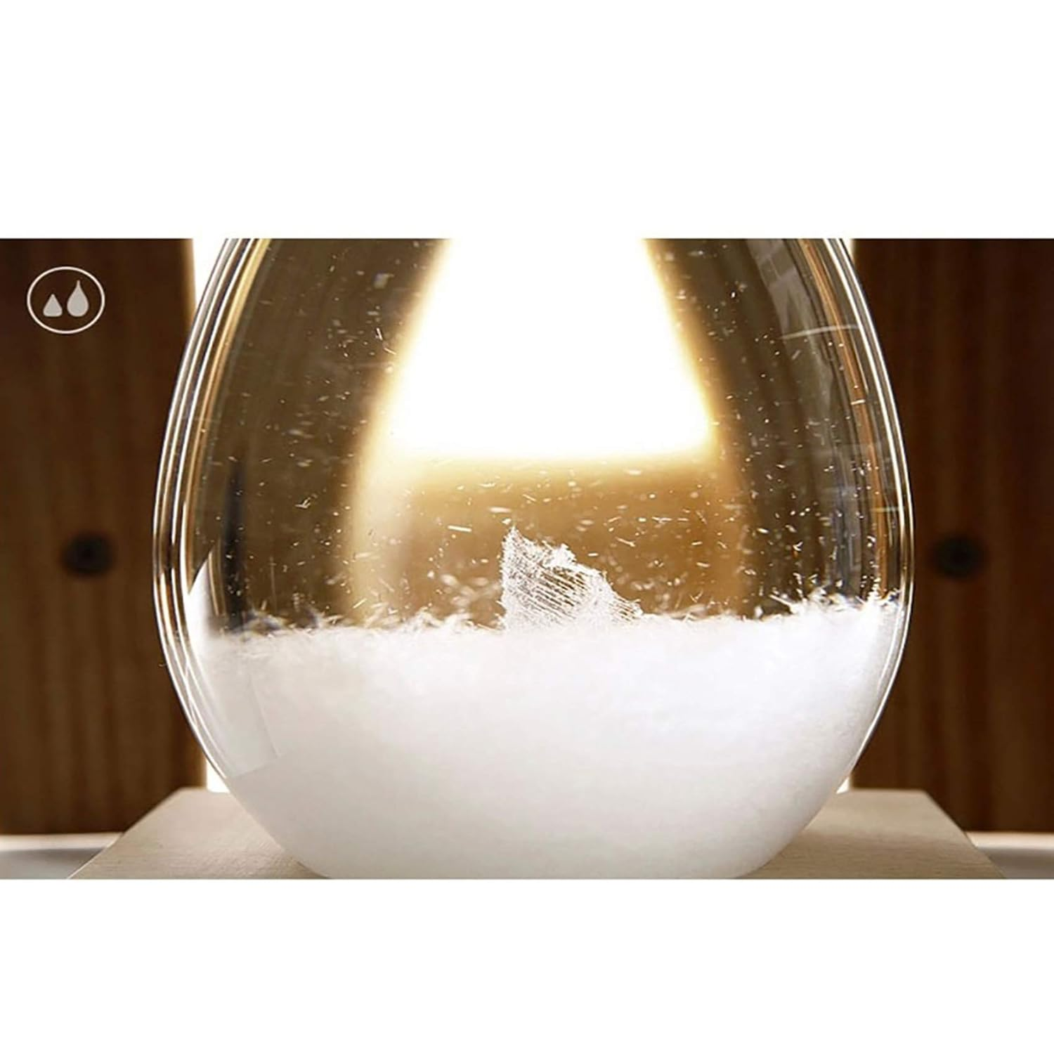 Enkrio Storm Glass Weather Predictor, Weather Station Weather Forecaster with Wood Base, Creative Crystal Glass Bottle for Home & Office Decoration (S) image number 2