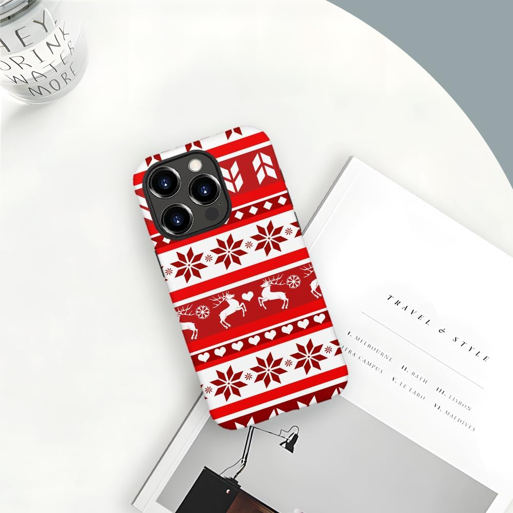 DAIZAG Compatible with for Iphone 16 Pro Max,Christmas Deer Heart Snow Phone Case Durable Shock Protection Cover for Girl Women Case for Iphone 16 Pro Max image number 2