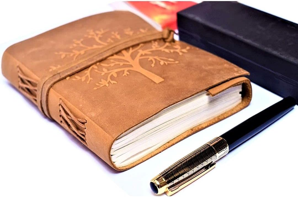 OVERDOSE Buff Tree Journal Diary Notebook - Handmade Journal for Students, Office Bound Leather Journal for Men & Women | Sketchbook| Notebook Diary - 5 X 7 Inches | 12 X 17 Cm | A6 image number 6