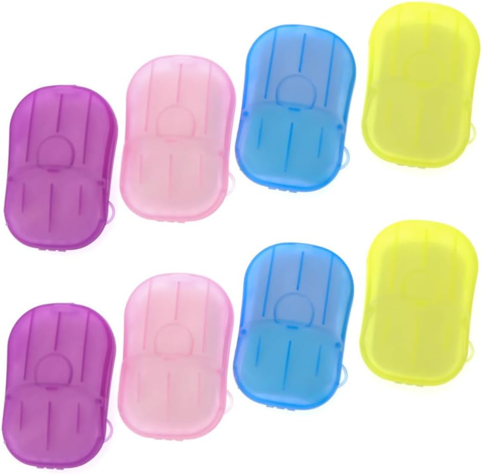 BRIGHTFUFU 8Pcs Travel Soap Flakes Paper Soap Tablets Boxed for Bath Face Hand Wash Safe image number 3
