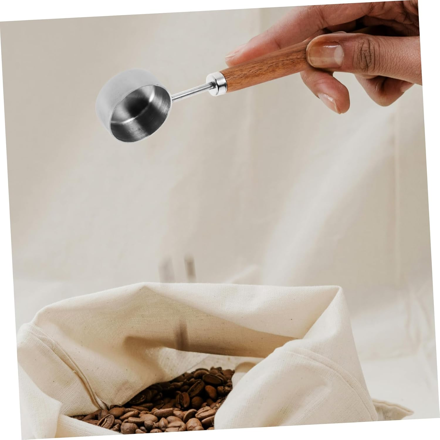 BUGUUYO Stainless Steel Coffee Measuring Scoop with Walnut Wood Handle, 15Ml Espresso Spoon and Tea Scoop for Loose Tea and Sugar, Long Handle Powder Measuring Spoon for Home Brewing image number 3