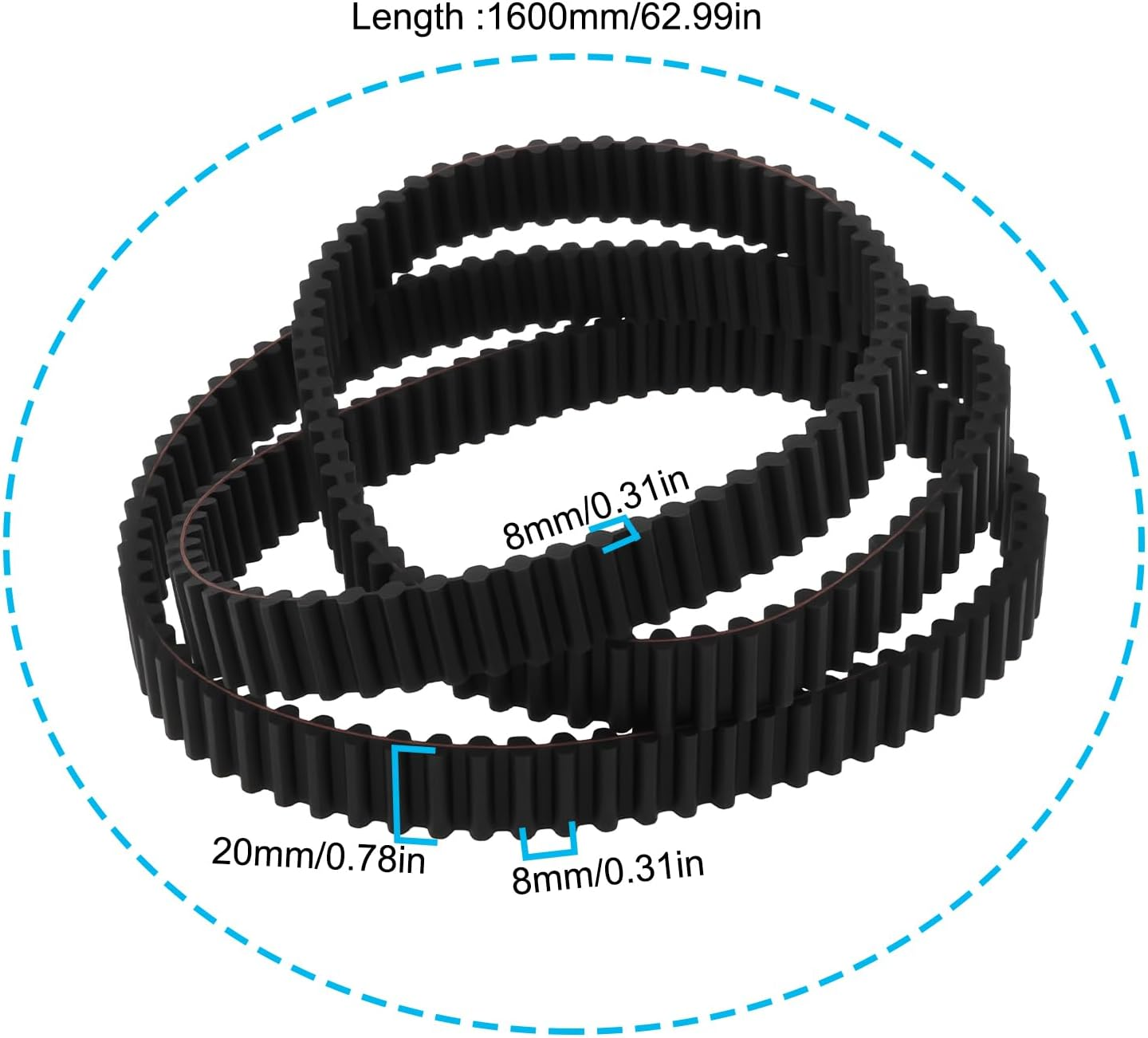 Emsea Lawnmower Timing Belt 1600X20X8Mm 135065600 Compatible with CASTELGARDEN TC102 TCP102 image number 5