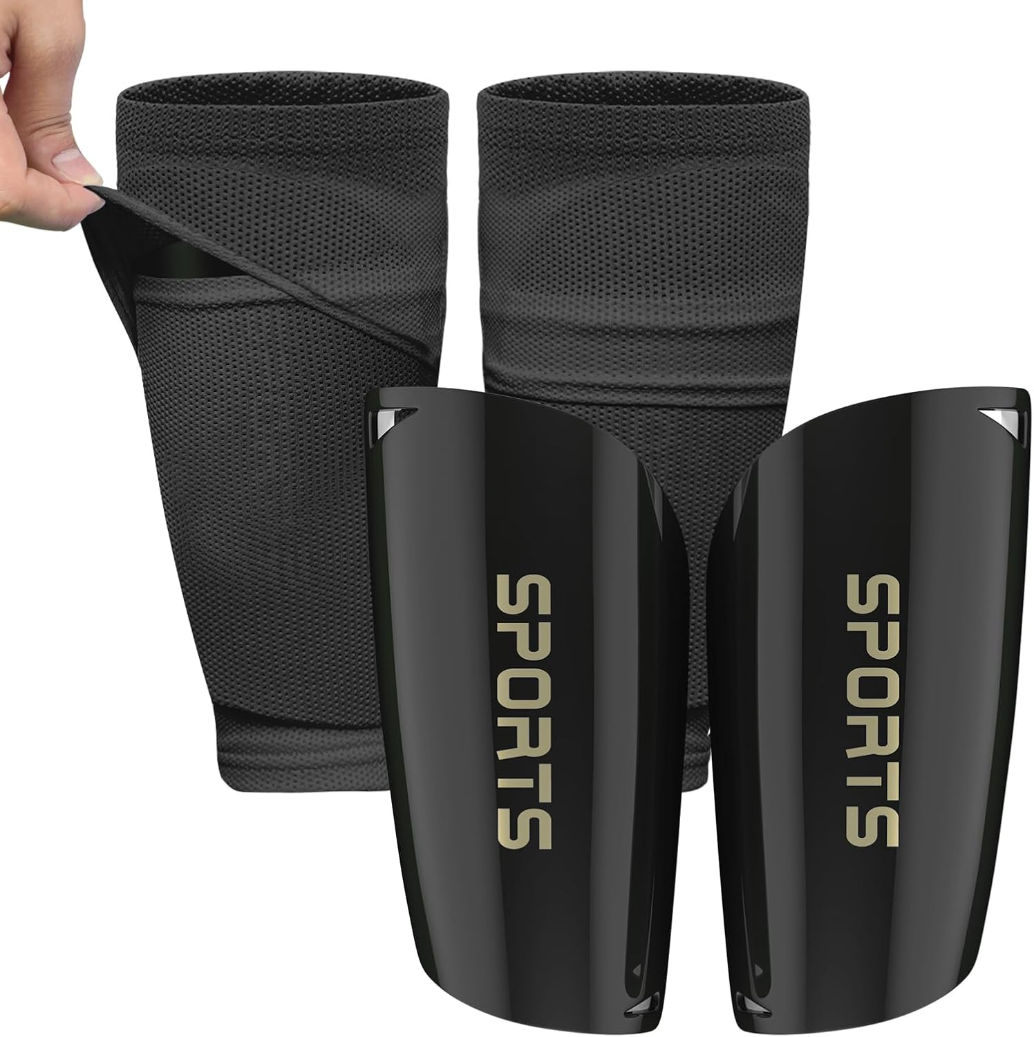 Kids Youth Soccer Shin Guards with Sleeves, Slip in Shinguards Soccer Shin Pads for 3-15 Years Old Boys Girls Child Teens