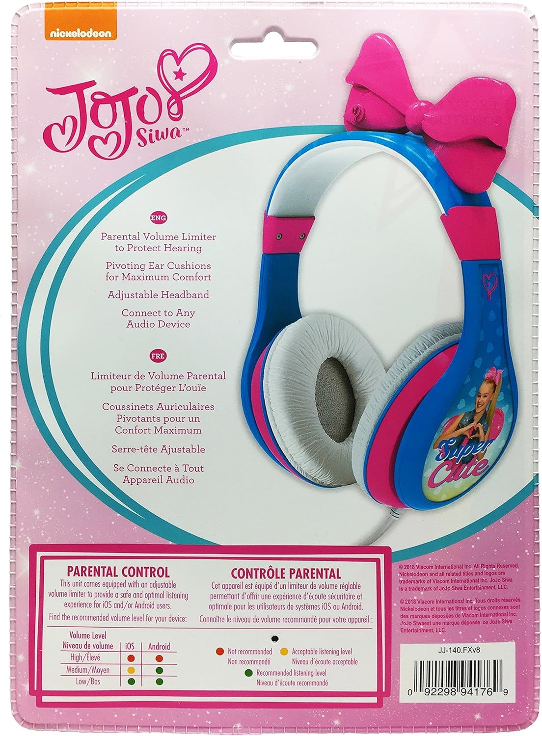 Jojo Siwa JJ-140.FXV8 Super Cute Youth Headphones - Volume Limiting (Blue/Pink) image number 4