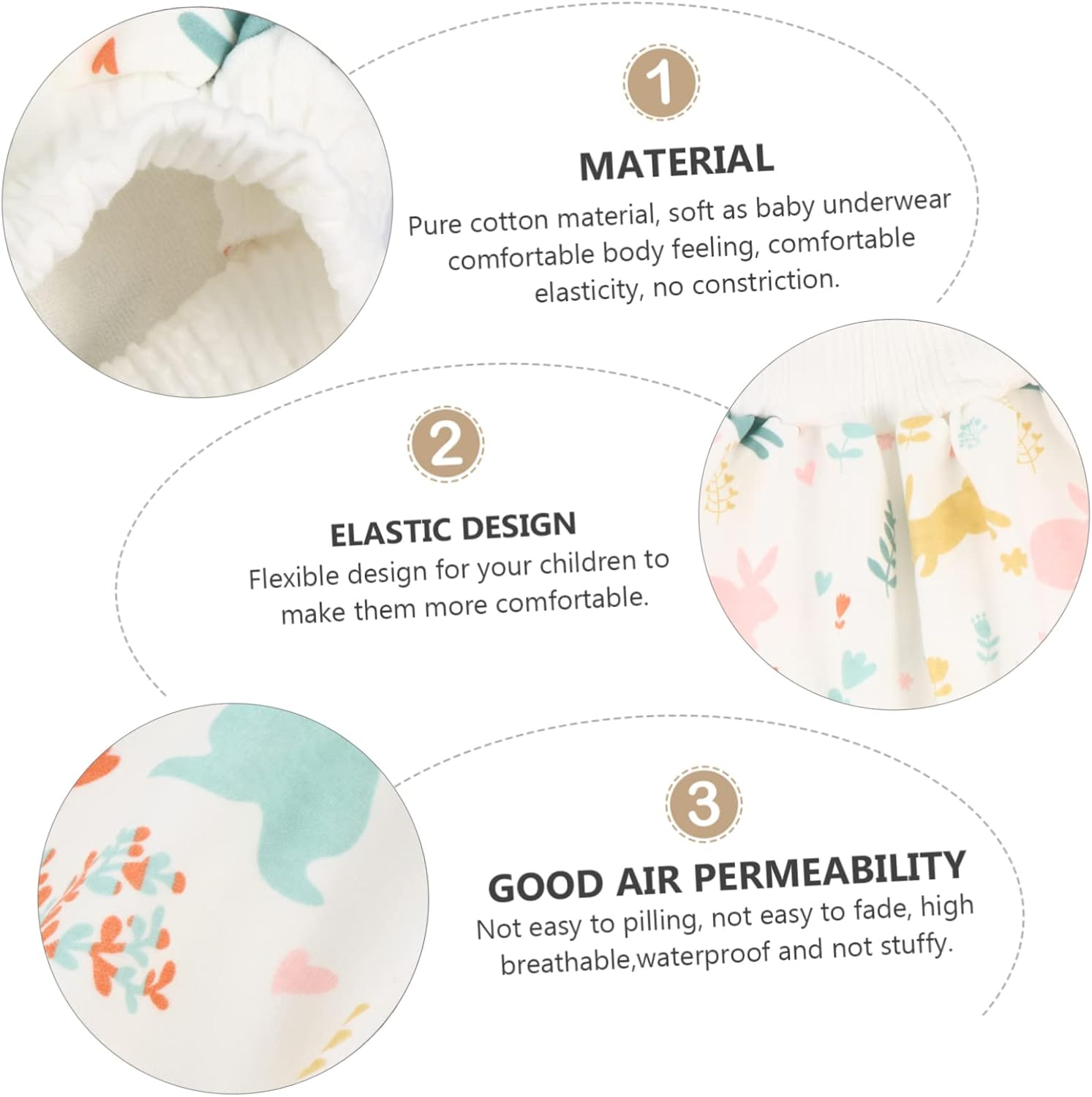 HANABASS Diaper Skirt with Breathable Cotton Elastic Waist Training Pants for Potty Training Washable and Comfortable Undies for Boys image number 4