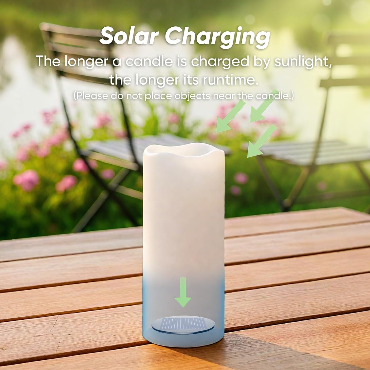 Homemory Large Solar Candles Outdoor Waterproof, 4"X10", Dusk to Dawn, Solar Powered Flameless Candles for Outdoor, Lanterns image number 2