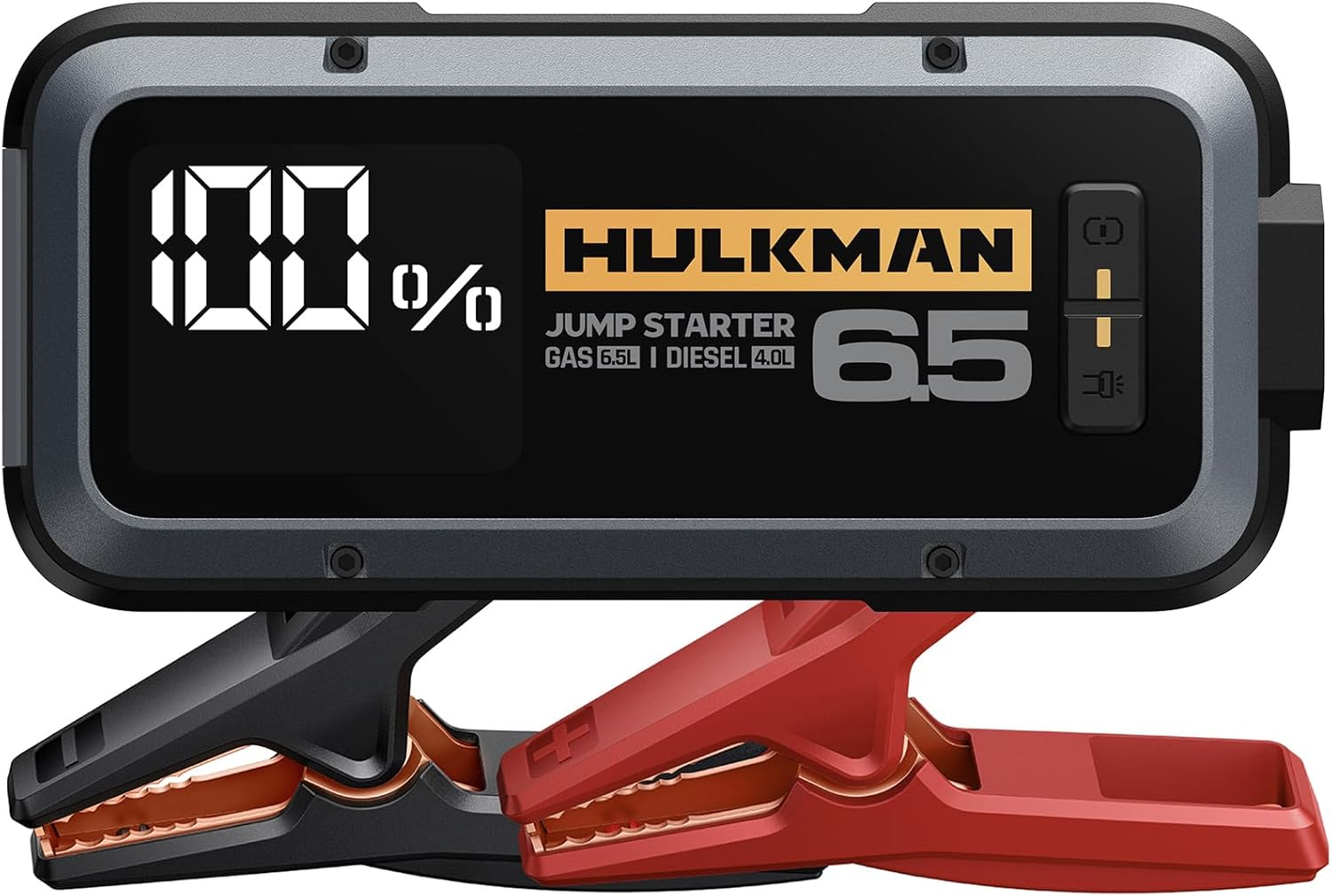 Hulkman Alpha65 Space Gray, 1200A 44.4Wh Smart Jump Starter, 12V Portable Car Battery Booster with 2.9" Display, USB-C Power Pack, 4-Mode LED Flashlight, Jumper Cables for up to 6.5L Gas/4.0L Diesel image number 4