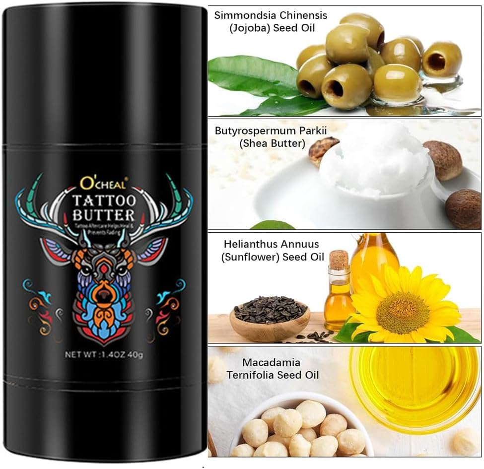 2 Pack Tattoo Aftercare Butter Balm,Tattoo Balm for Old & New Tattoo Moisturizer Healing Brightener for Color Enhance, Natural Organic Tattoo Cream, Daily Tattoo Care Moisturizer image number 4