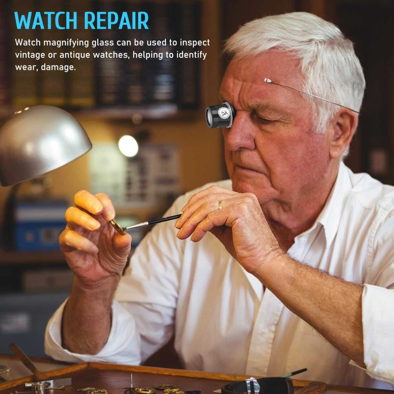 Garneck 1Set Jewelry Magnifying Loupe Headband Tool for Watch Repair Portable Magnifying Glass with Removable Steel Wire Straps for Precision Work for Inspecting Watches and Delicate Components image number 1