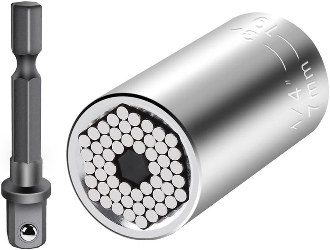 Spendeal Universal Socket Wrench Set with Power Drill Adapter Fits Most Nuts & Bolts,1/4'' - 3/4'' (7-19Mm) Super Universal Socket Tool Kit Gifts for Men Husband Dad Father DIY Handyman image number 3