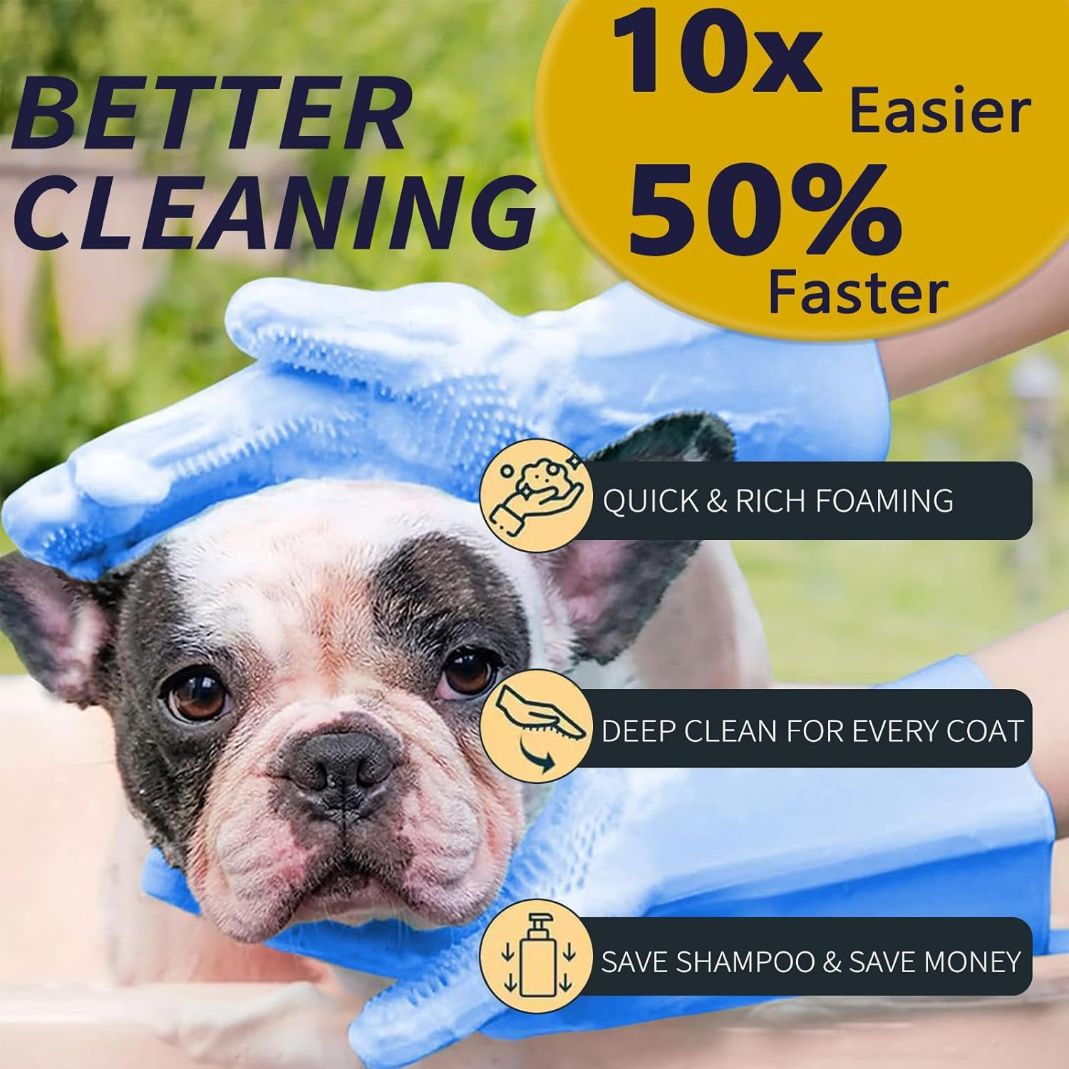 6PCS Pet Grooming Kit, Silicone Pet Bathing Set - Heat Resistant Bathing Gloves with High-Density Teeth, Bath Brush, Toothbrush Finger, Dog Shampoo Brush for Washing, Bathing & Massaging image number 5