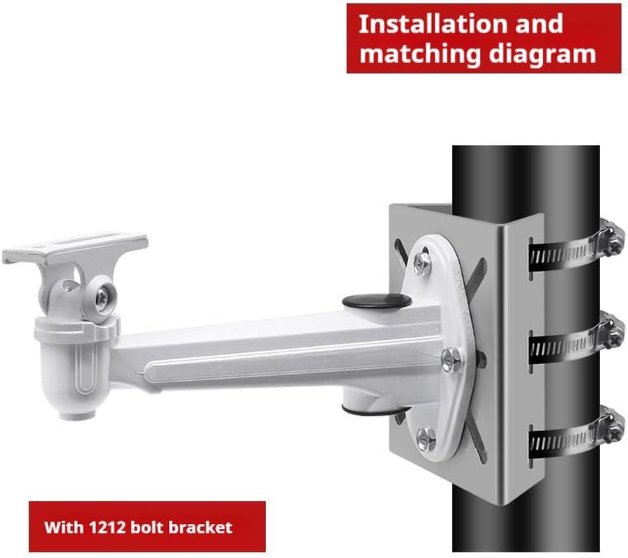 Clearhill Stainless Steel Pole Mount Bracket for Security Cameras, Vertical CCTV Camera Corner Bracket with Adjustable Straps (1)