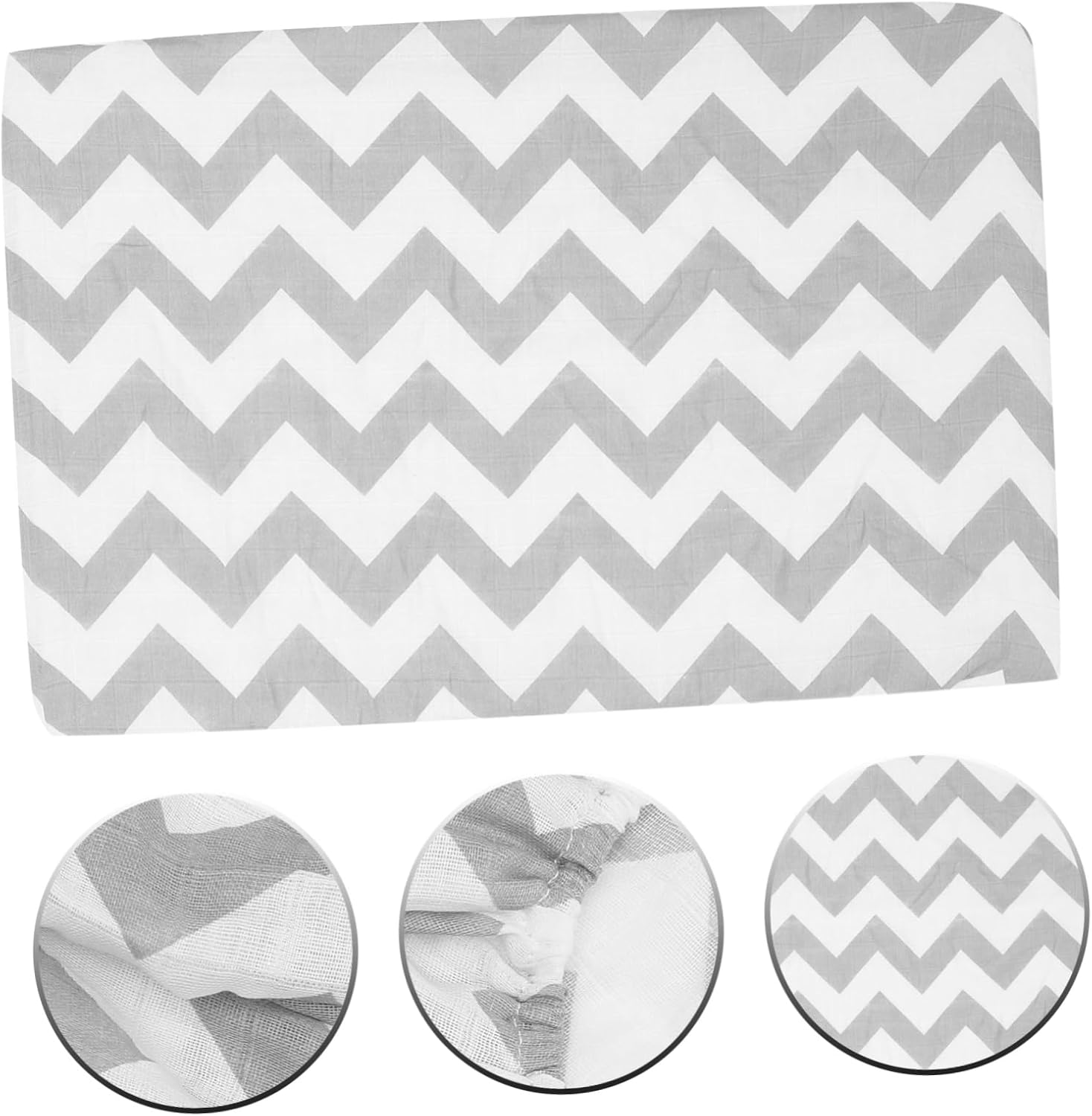 Baby Changing Pad Cover for Boys Washable Cotton Muslin Removable Changing Table Sheet Gray Wave Pattern for Newborn Care image number 3