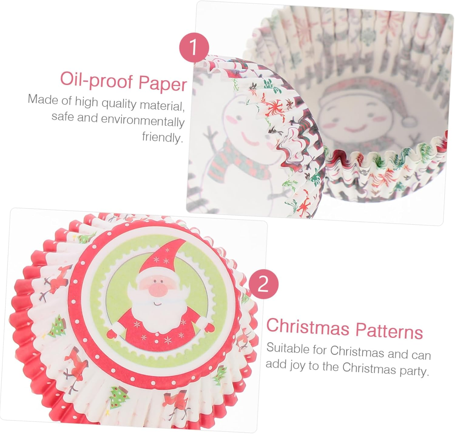 400Pcs Christmas Cake Paper Cups Heat Resistant Baking Cups Muffin Cases Moulds No Cleaning Needed image number 3