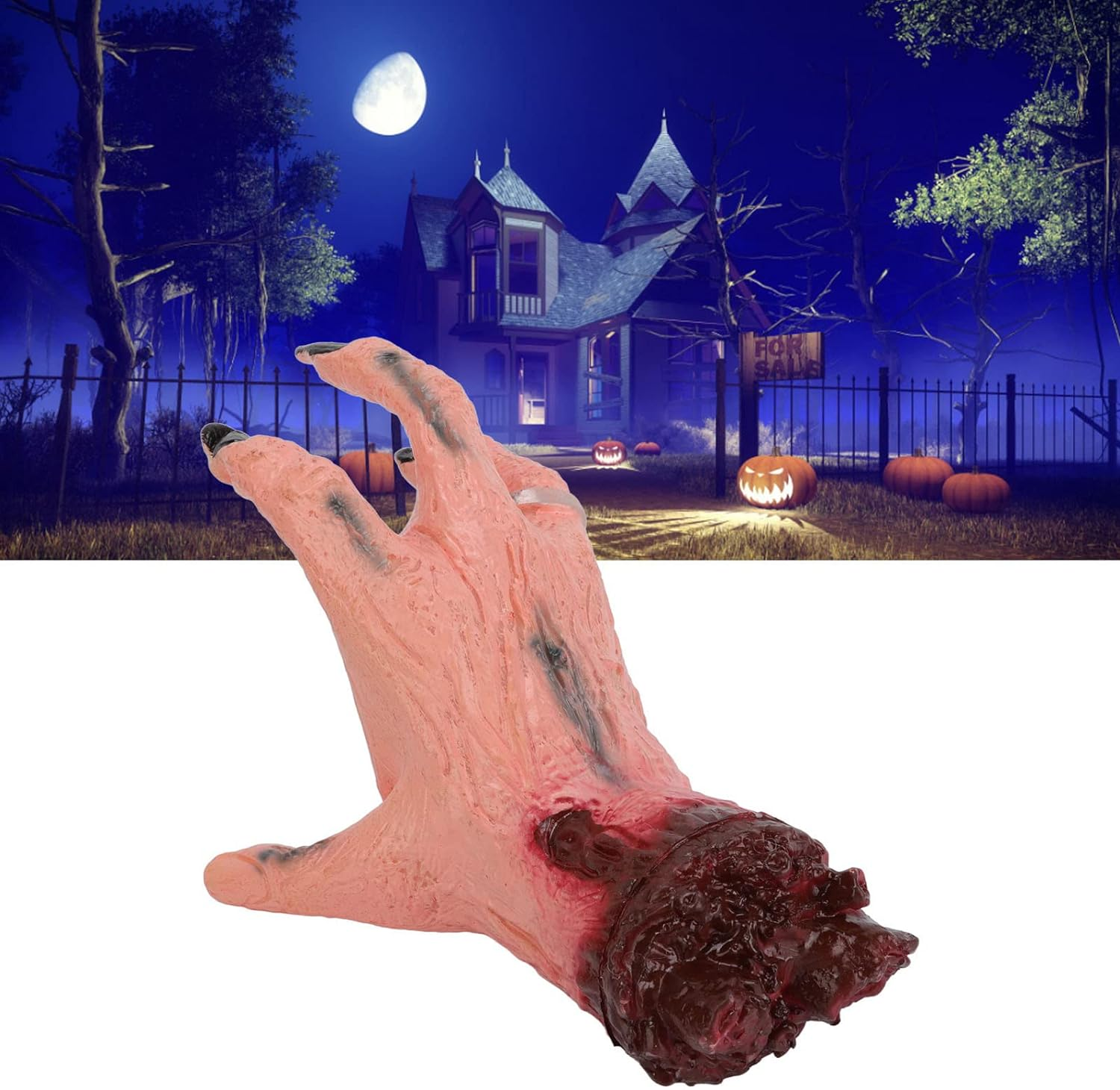 Gugxiom Crawling Hand Halloween Battery Powered, Automatic Crawl Battery Powered Lifelike Scary Moving Hand, Halloween Decorations Festival Props, for Costume Party image number 6