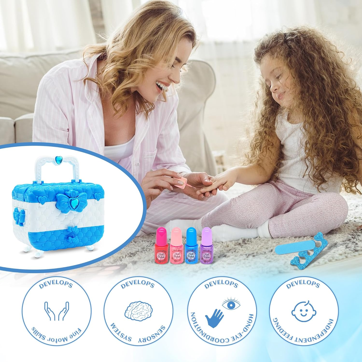 Kids Makeup Kit for Girl - 57PCS Frozen Toys for Girls,Real Washable Makeup Little Girls Gift,Toddler Play Make up Kids Toys Makeup Vanities for Princess Girls Children Age 4+ Christmas & Birthday Toy