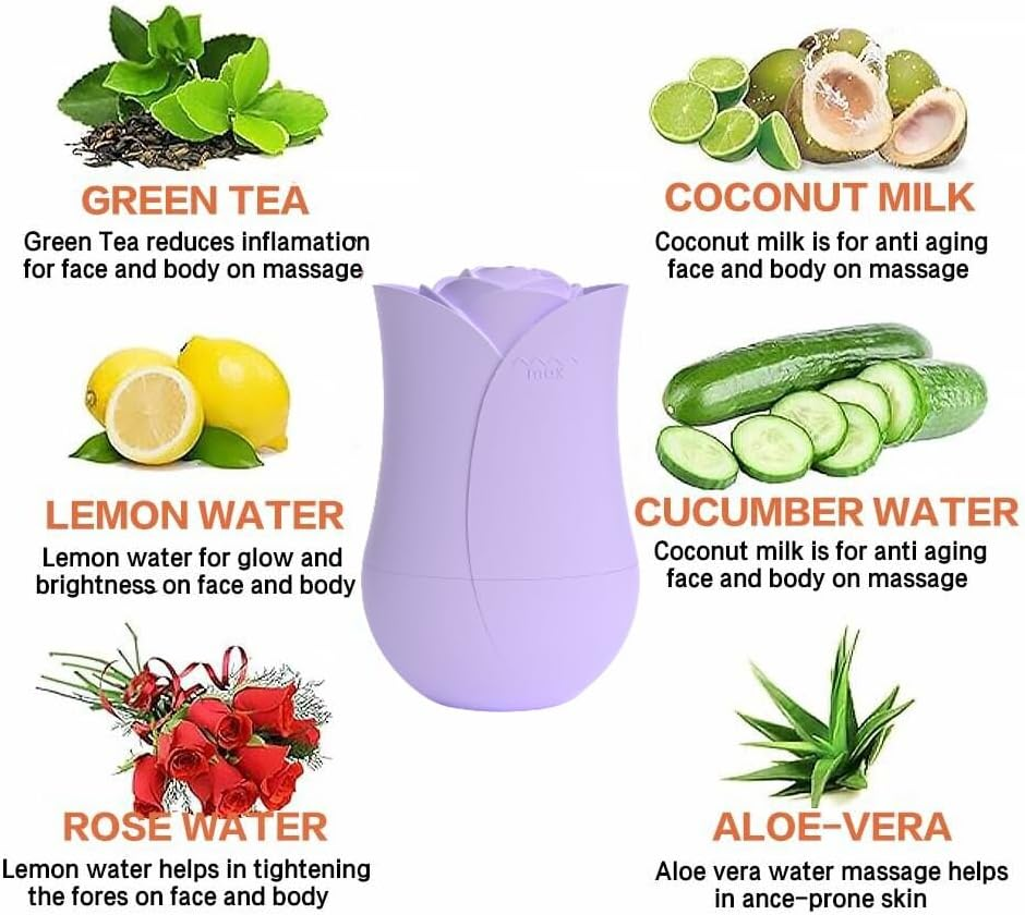 Roseflower Facial Ice Roller, Rose Top Ice Roller for Face and Eyes, Reuseble Silicone Ice Mold for De-Puff, Reduce Redness, Shrink Pores, Sunburn Repair, Face Massage, Birthday Holiday Beauty Gift - Pink Rose image number 5