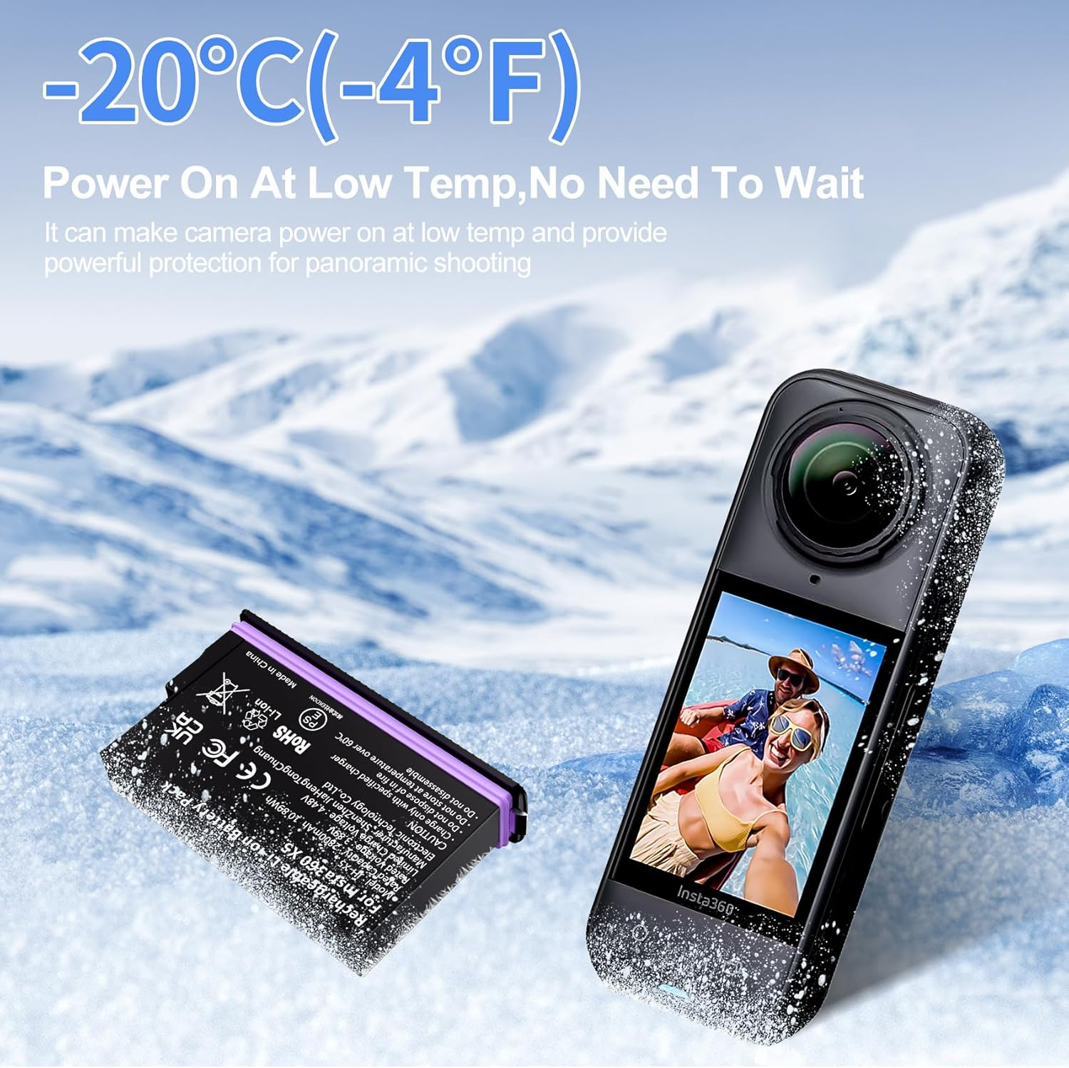 Powelyt 360 X5 Battery Charger Set 2 Packs 2800Mah Waterproof X5 Batteries and 2 Channels X5 Battery Charger with Battery Case Can Store Misro SD Card Fully Compatible with Insta360 X5 Action Camera image number 2