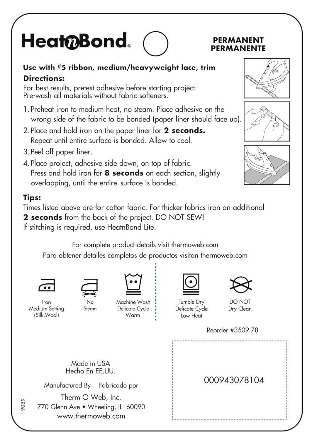 Heatnbond Ultrahold Iron-On Adhesive, 7/8 Inch X 10 Yards image number 3