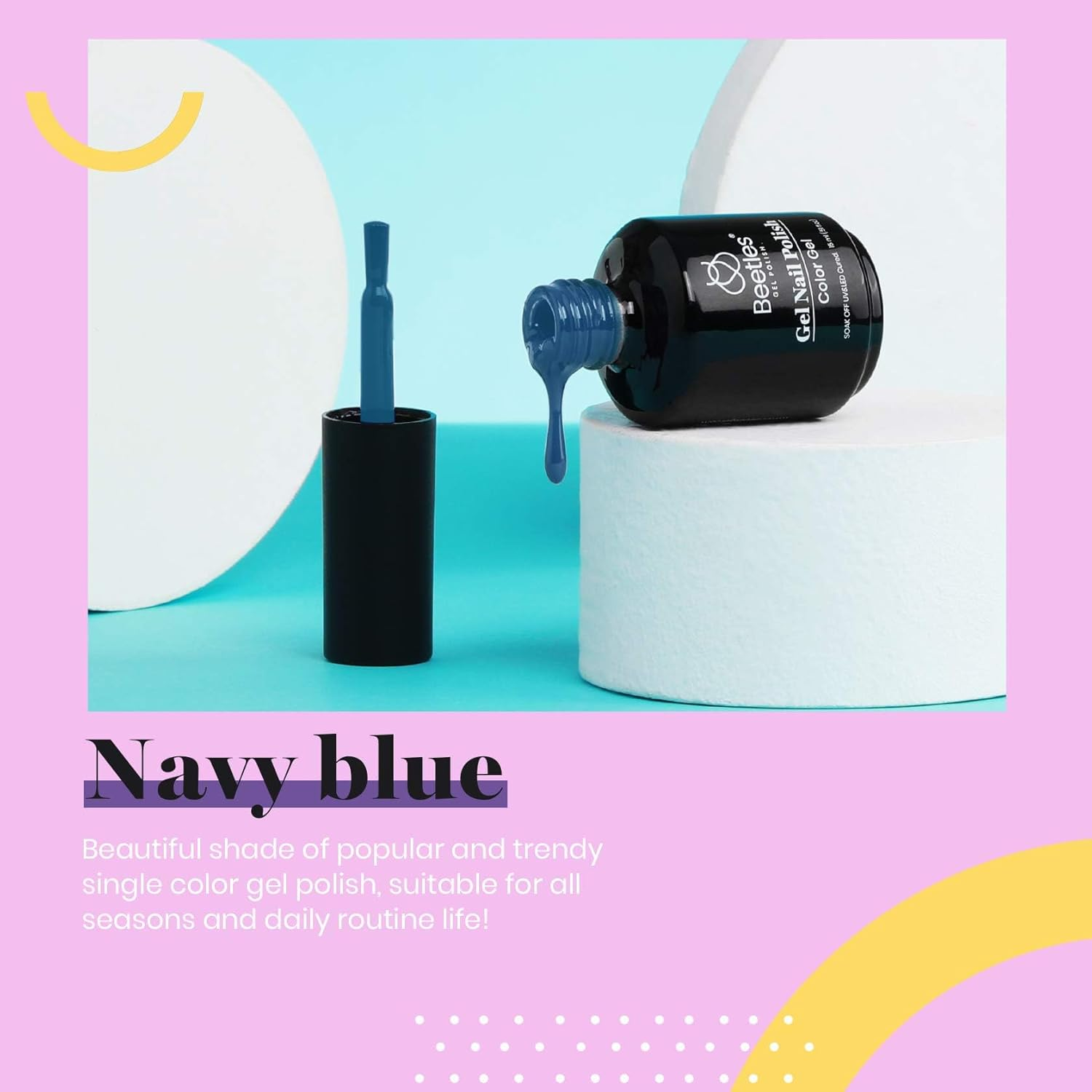 Beetles Gel Polish Gel Nail Polish, 1Pcs 15Ml Aegean Dark Navy Blue Gel Polish Dark Teal Gel Polish Jewel Tone Nail Polish, Nail Art Manicure Salon DIY Decoration at Home Soak off Uv Nail Lamp Cured image number 4