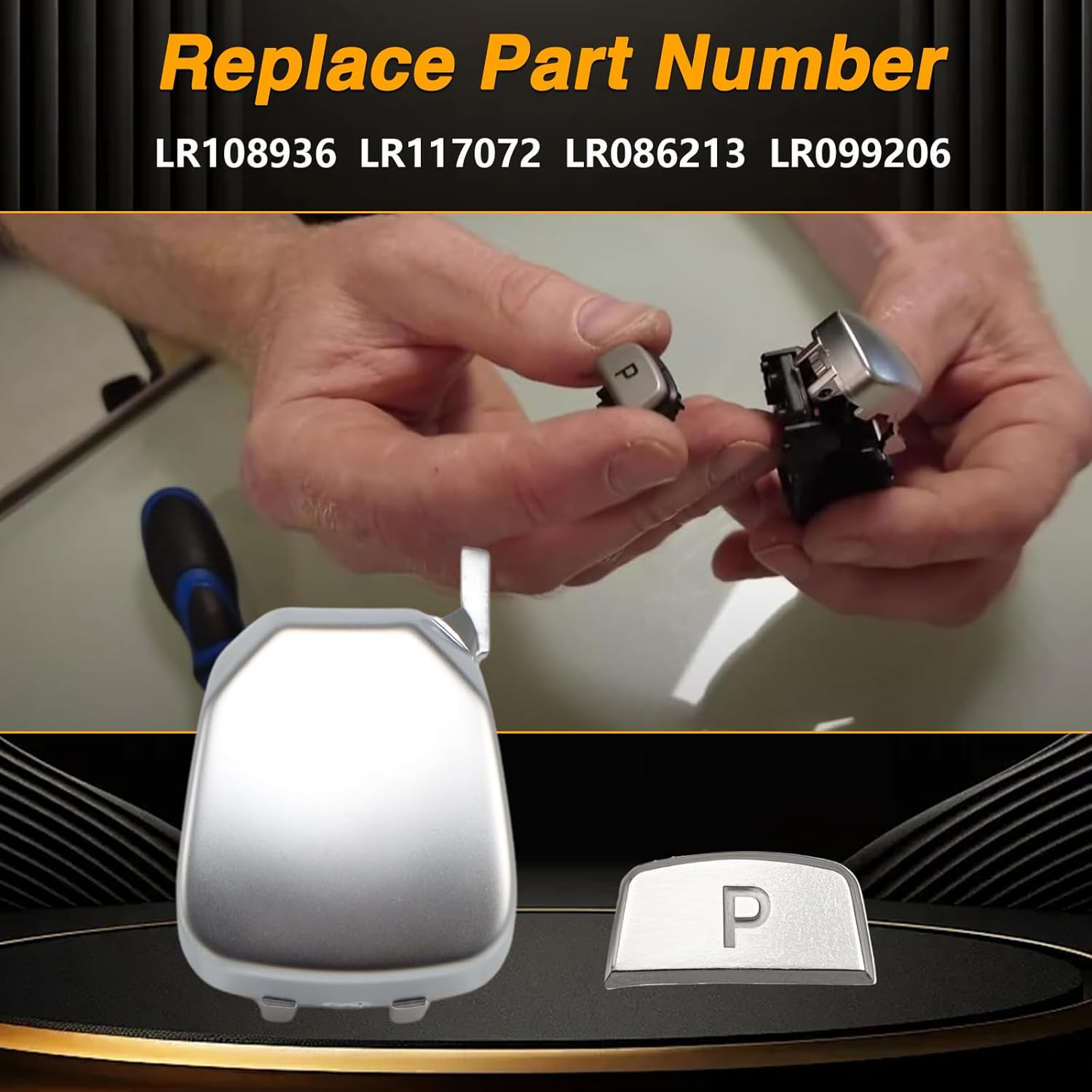 HIMARKLIF Gear Shift Lever Button Trim Cover，Gear Change Lid Release P Button Compatible with Land Rover Range Rover Sport 2014-2019 Replace# LR117072 LR086213 LR108936 LR099206