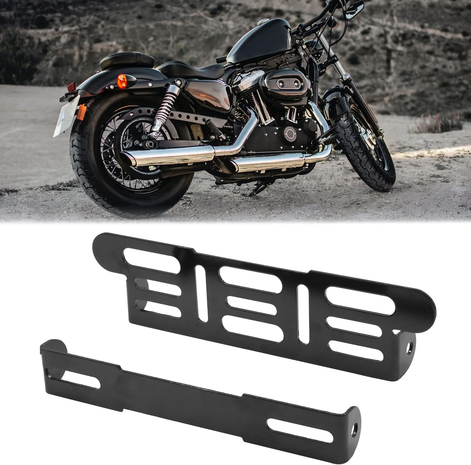 Uxcell Black Universal Motorcycle Adjustable License Number Plate Bracket Frame Holder image number 1