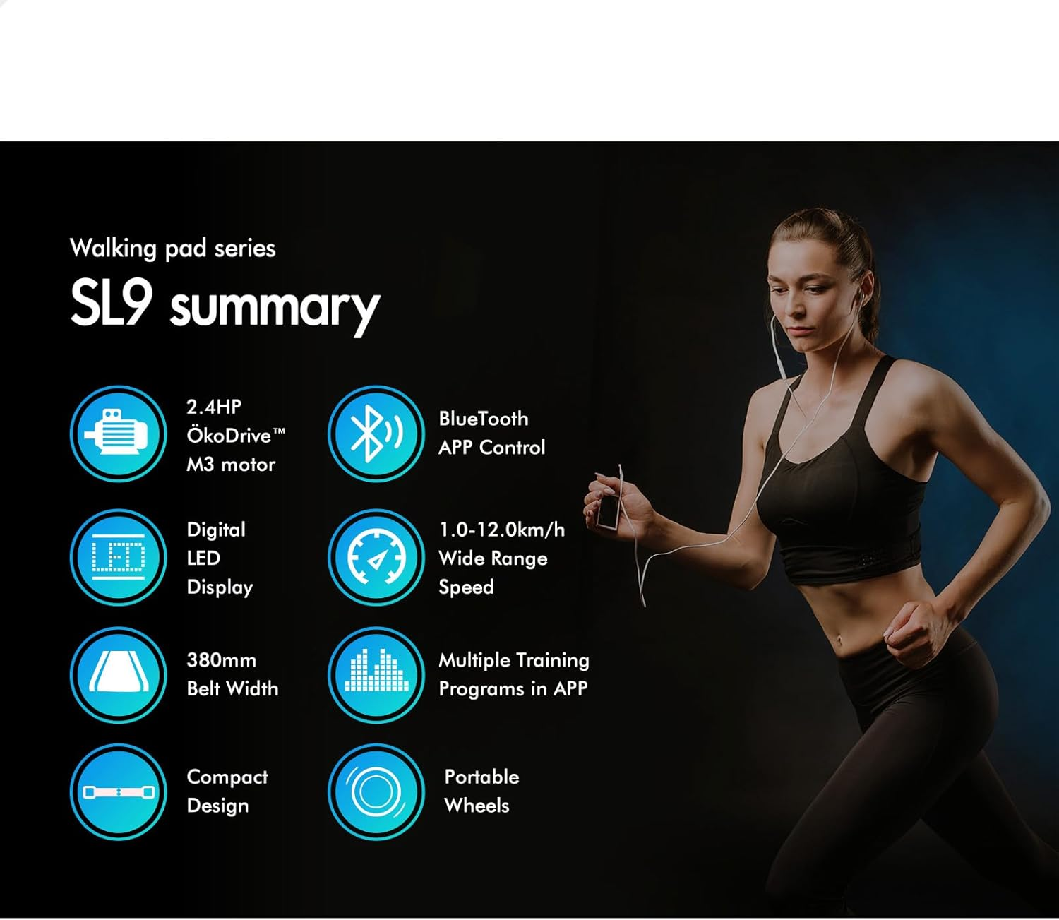 BLACK LORD Treadmill Electric Running Machine Workout Exercise 2.2/2.4/3.0/3.2/3.5/4.0/5.2HP Fitness Equipment Walking Jogging Trainer for Home Gym Office Commercial Series image number 3