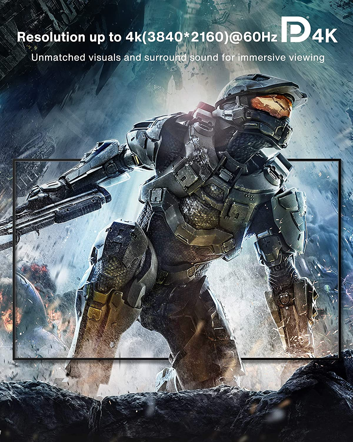 Ivanky Displayport Cable 6.6Ft DP Cable Nylon Braided [2K@165Hz, 2K@144Hz, 4K@60Hz] Display Port Cable High Speed Displayport to Displayport Cable Compatible PC, Laptop, TV - Slim Aluminum Shell, Grey image number 4