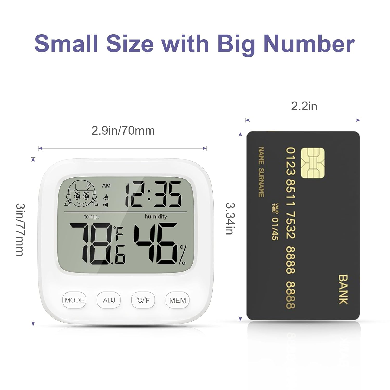 OQIMAX Digital Room Thermometer Hygrometer Indoor Temperature Humidity Monitor Gauge Temperature Humidity Monitor with Comfort Display,Clock,Alarm,12/24 H, ℃/℉,Date for House Office Bedroom image number 6