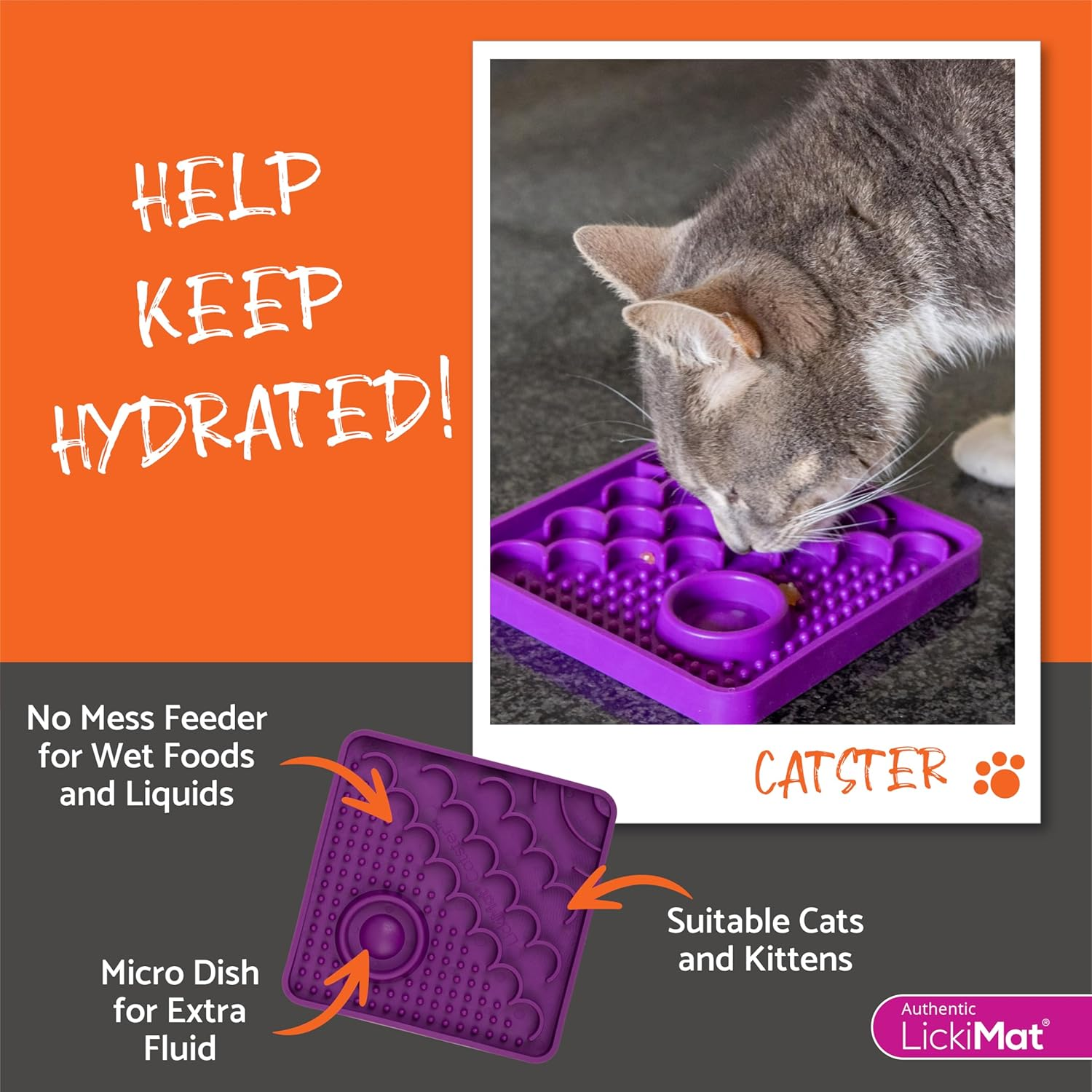 Lickimat Catster Combo Slow Feeder with Micro Dish - Enhance Hydration - Ideal for All Cats and Kittens - Promotes Healthy Eating and Engagement - Innovative Cat Feeding Solution - Pink image number 3