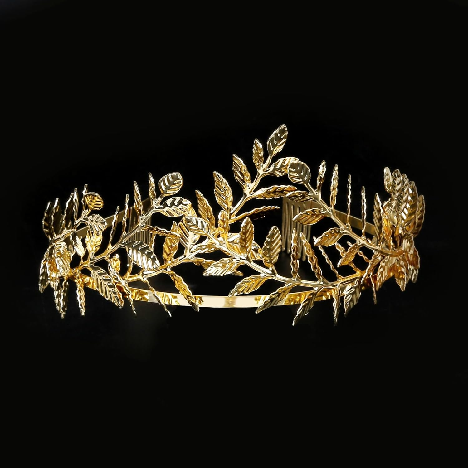 WOVOWOVO Gold Leaf Crowns for Women Girls Bride Wedding Tiaras Hair Accessories Bridal Headband Headpiece Greek Goddess Cosplay Photo Prom image number 1