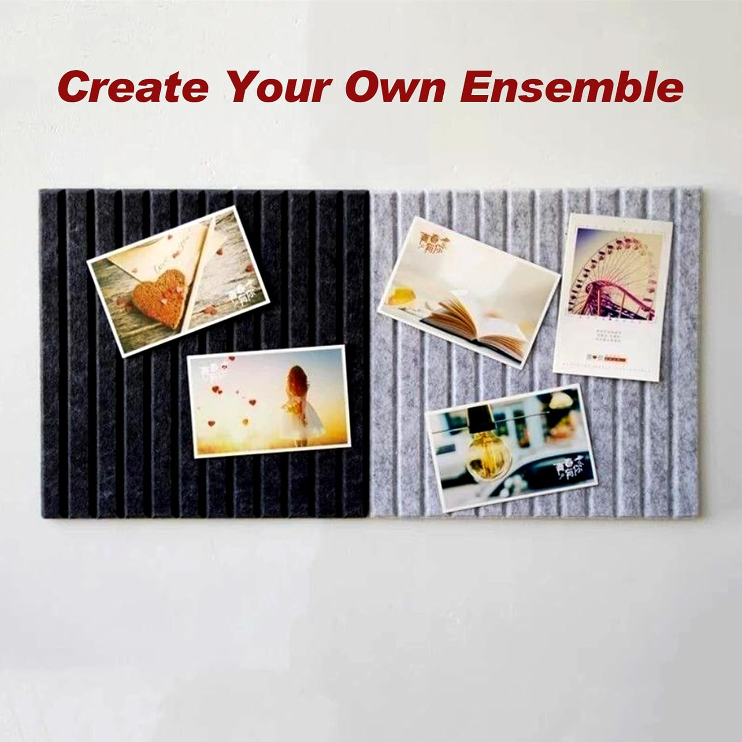 Large Cork Boards for Office, 47"X35" Felt Bulletin Board Tiles Pin Board for Walls Home Decor, Noise Reduction Boards, Panels for Photos Memos, 12-Pack, Black image number 5