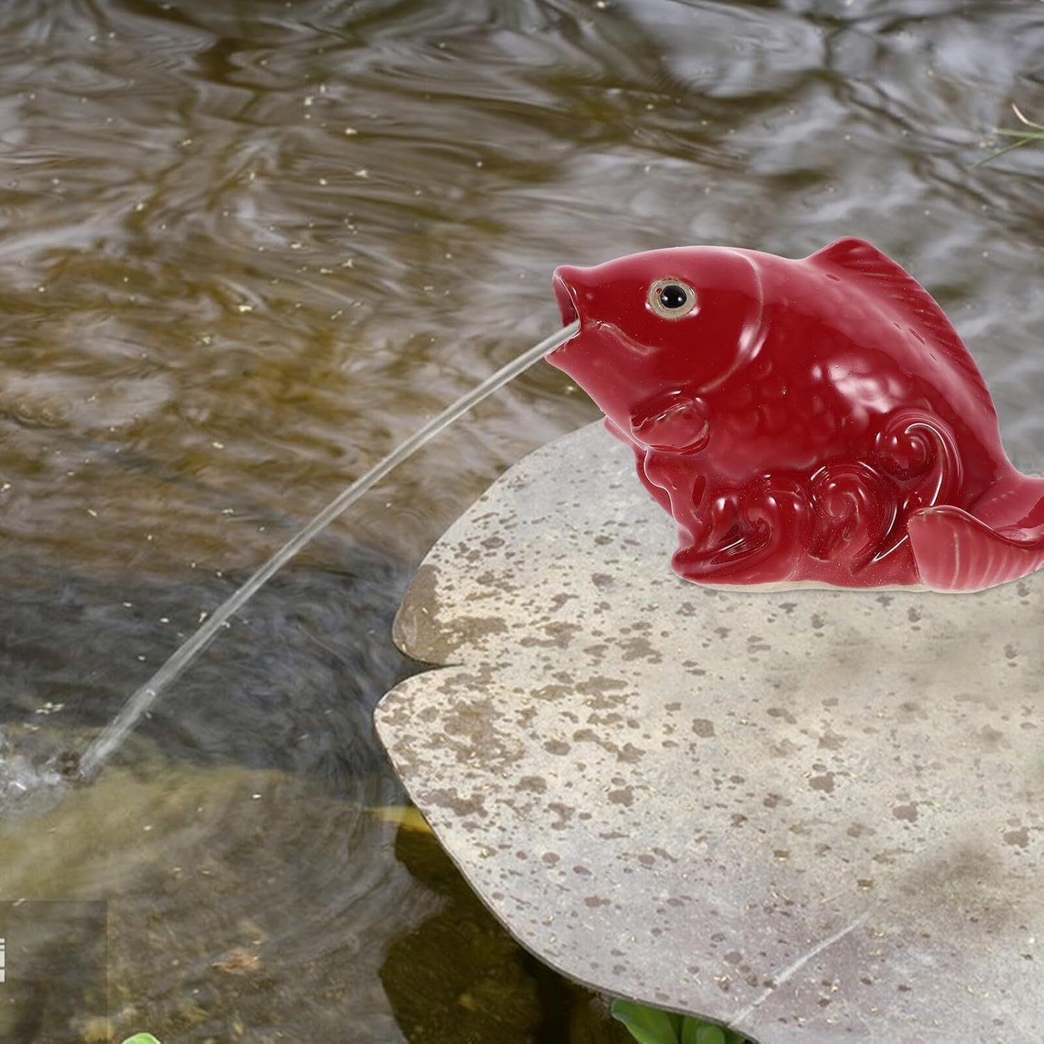 Gadpiparty Ceramic Carp Statue Garden Decor Retro Fish Fountain Nozzle Outdoor Water Spray Sprinkler for Backyard Courtyard Lawn Terraces image number 4