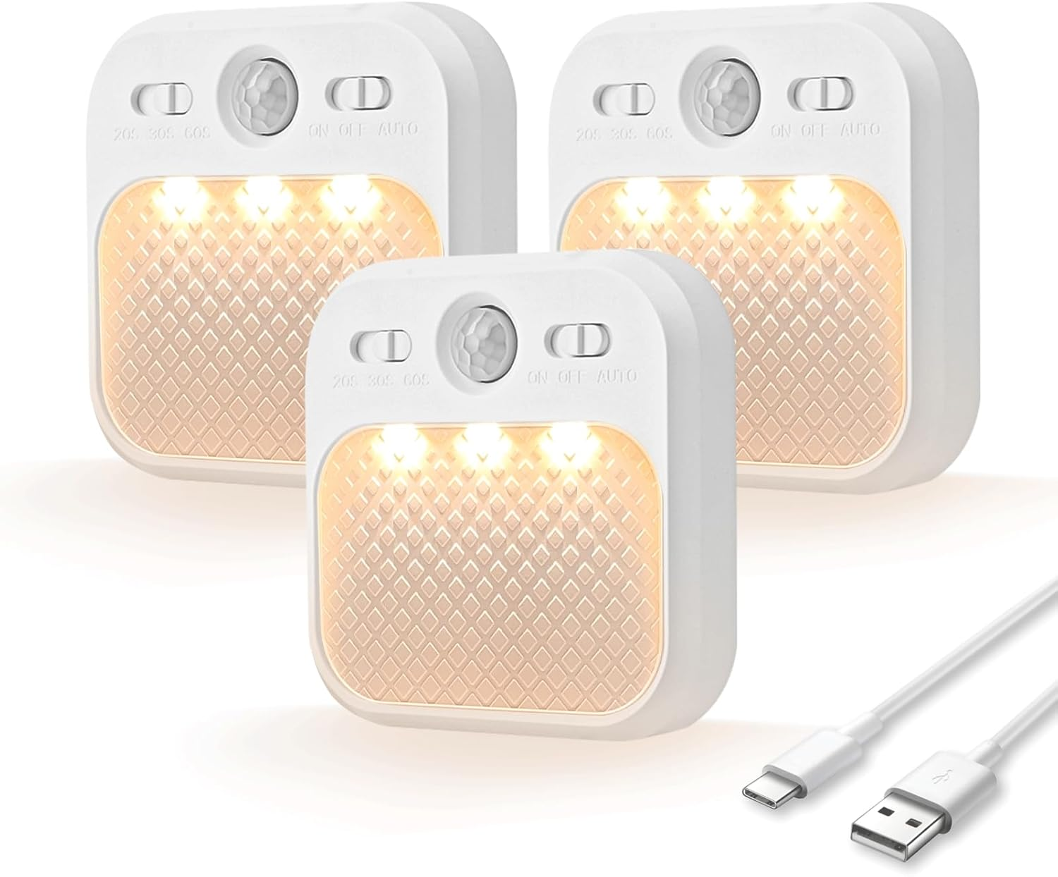 MERTTURM Night Light with Motion Sensor (30 Days Standby), Rechargeable Type-C LED Night Light Brightness Adjustable 3 Modes (Auto/Off/On), Magnetic Installation for Bedroom, Aisle, Stairs, Kitchen