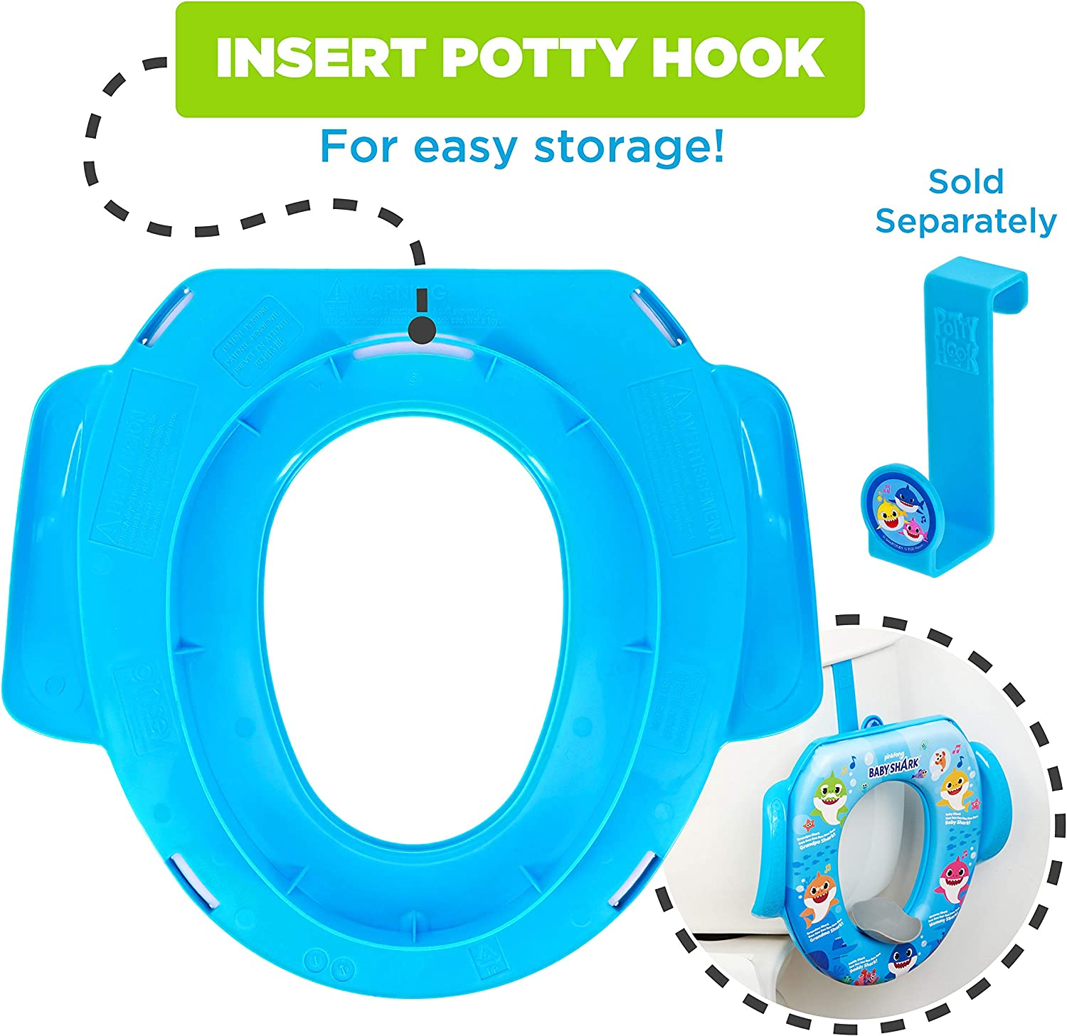 Nickelodeon Baby Shark Sharktastic Soft Potty Seat and Potty Training Seat - Soft Cushion, Baby Potty Training, Safe, Easy to Clean