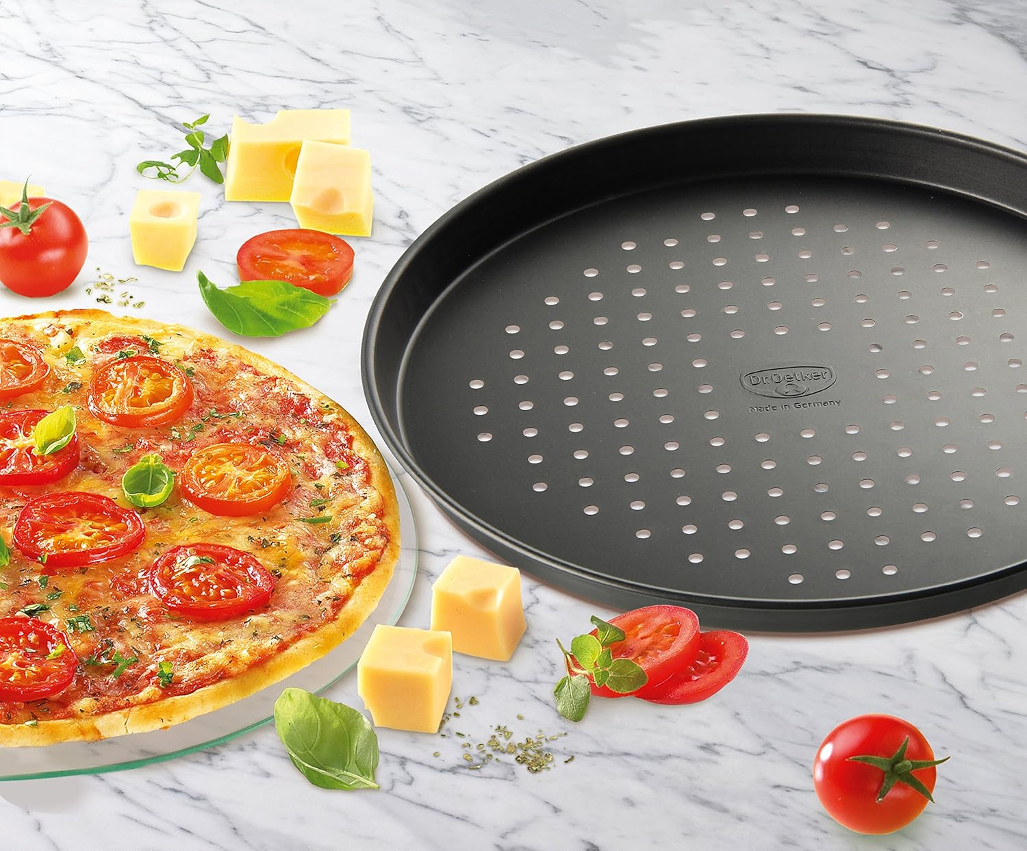 Dr. Oetker Tradition 28 Cm Non-Stick Bakeware Perforated Pizza Tin, Black image number 1