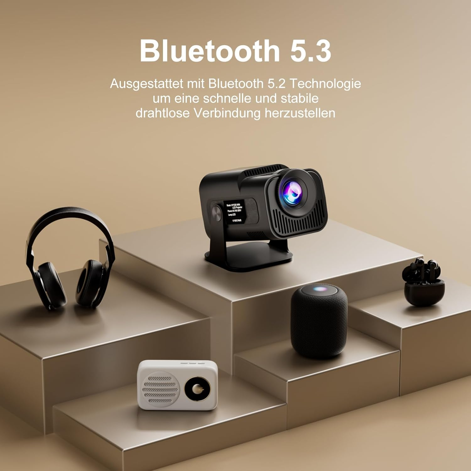 Salange Official Netflix Mini Projector 4K Home Cinema Support, Mobile Phone Projector Smart Projector for Home Cinema / Outdoor, Portable Projector with 5G Wifi and BT5.3, HY320MAX FHD 1080P image number 2