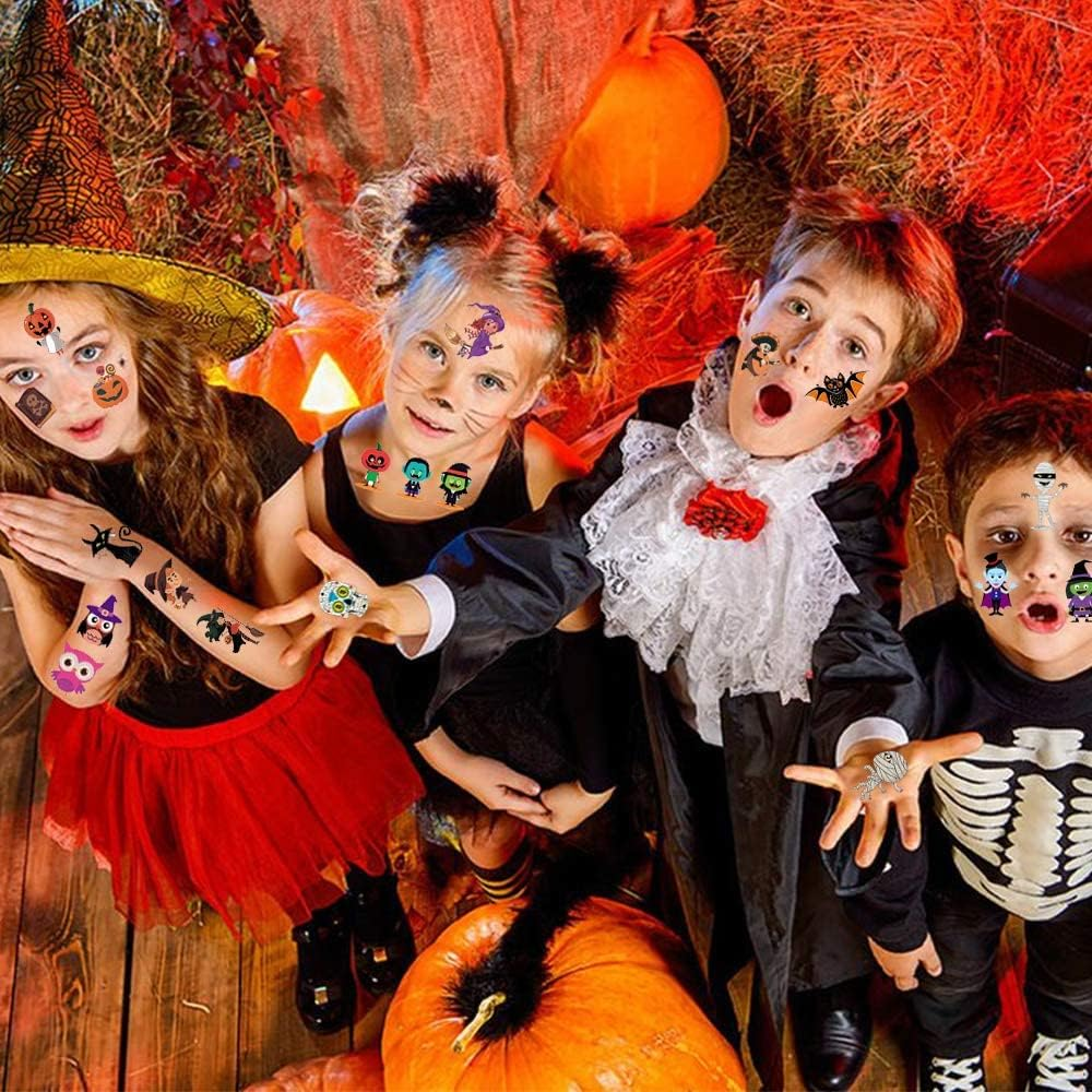 10 Sheets Halloween Temporary Tattoos for Kids, 3D Realistic Tattoo Stickers Lovely Waterproof Assorted Styles Removable Sticker Tattoo Ghost Monster Pumpkin Design for Children Adults image number 3