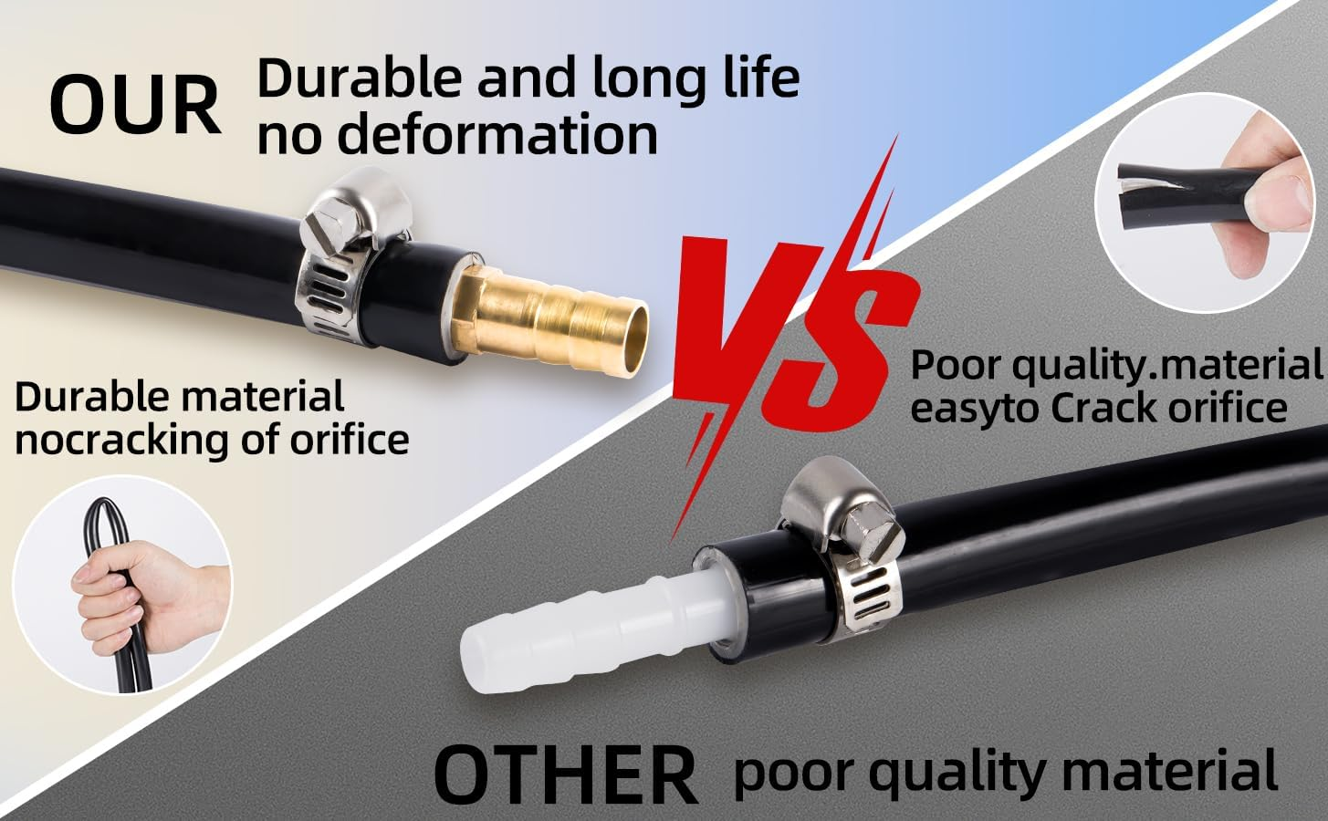 Self Sinking Aeration Hose,3/8 Inch 100 Ft Weighted Pond Aeration Tubing with 8 Stainless Steel Hose Clamps and 4 Copper Menders Used for Pond Aeration Kit Hoses (100FT) image number 5