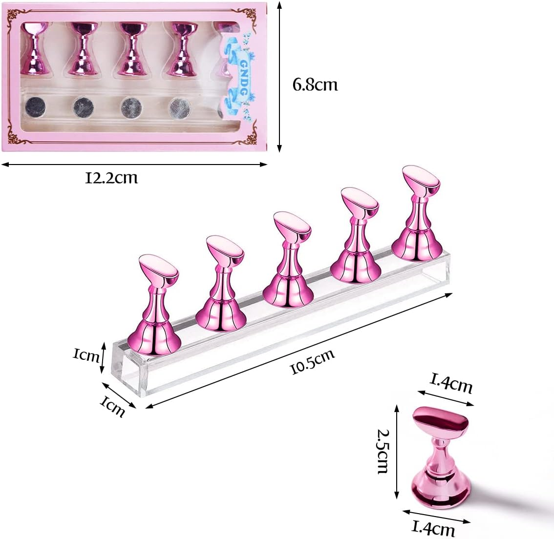 Set of 2 Nail Stands for Press on Nails Display, Acrylic Nails Art Practice Stands, Nail Tips Holder for Nail Tips Exercise, DIY Nail Art Stand for False Nail Tip, Manicure Tool (Pink) image number 2