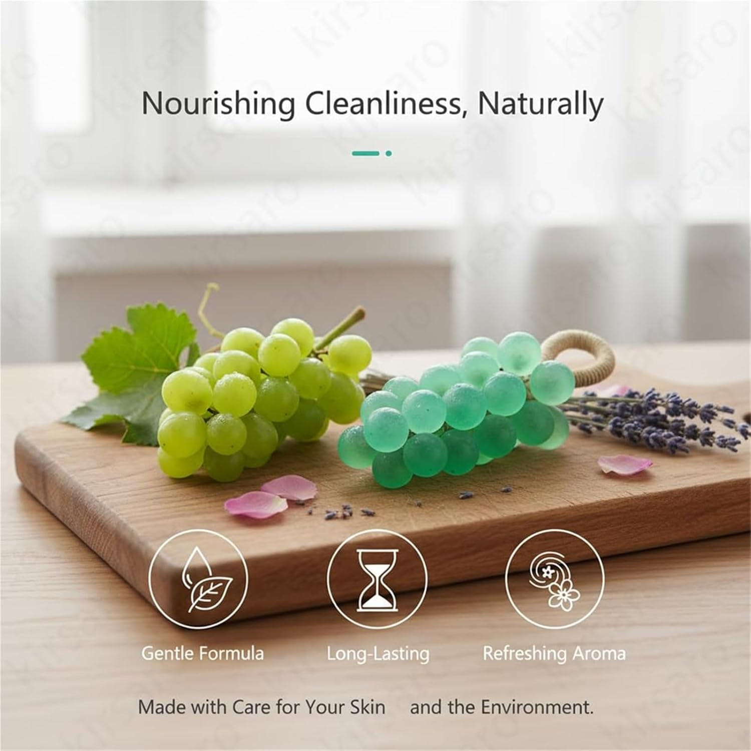Grape Soap on a Rope, Handmade Crystal Grape Soap Gentle Cleansing, for Body, Hand＆Face Cleanser for Soft, Smooth Skin, Fresh Air(Greentea) image number 1