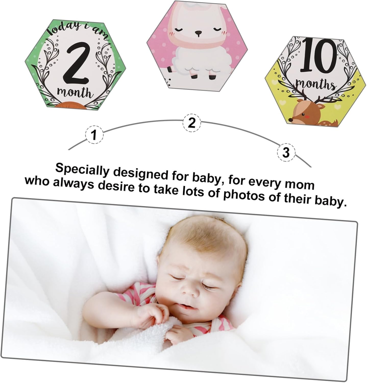 UPKOCH 12Pcs Animal Milestone Cards for High Contrast Christmas Stuff Born Essentials for Decorative Growth Recording Cards image number 3